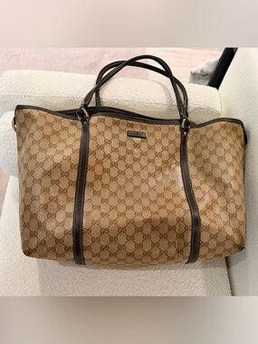 Gucci Crystal Coated Canvas Brown Monogram Joy Tote Bag